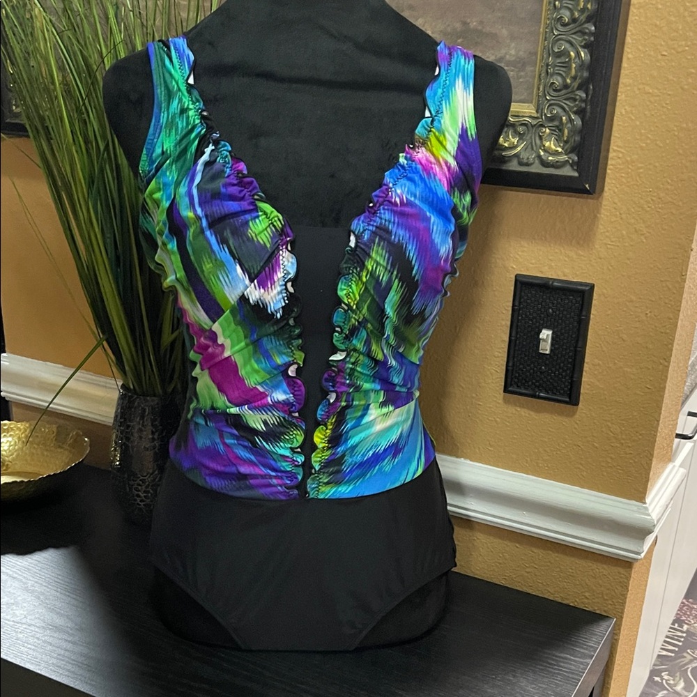 NWOT Maxine Colorful Ruffled Swimsuit